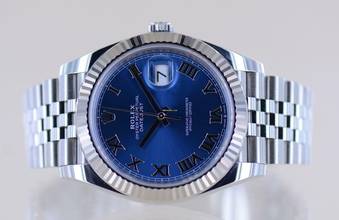 Thumbnail von Rolex Datejust 41 Stahl Jubiléband blue roman Dial 41mm B+P 126334 Top
