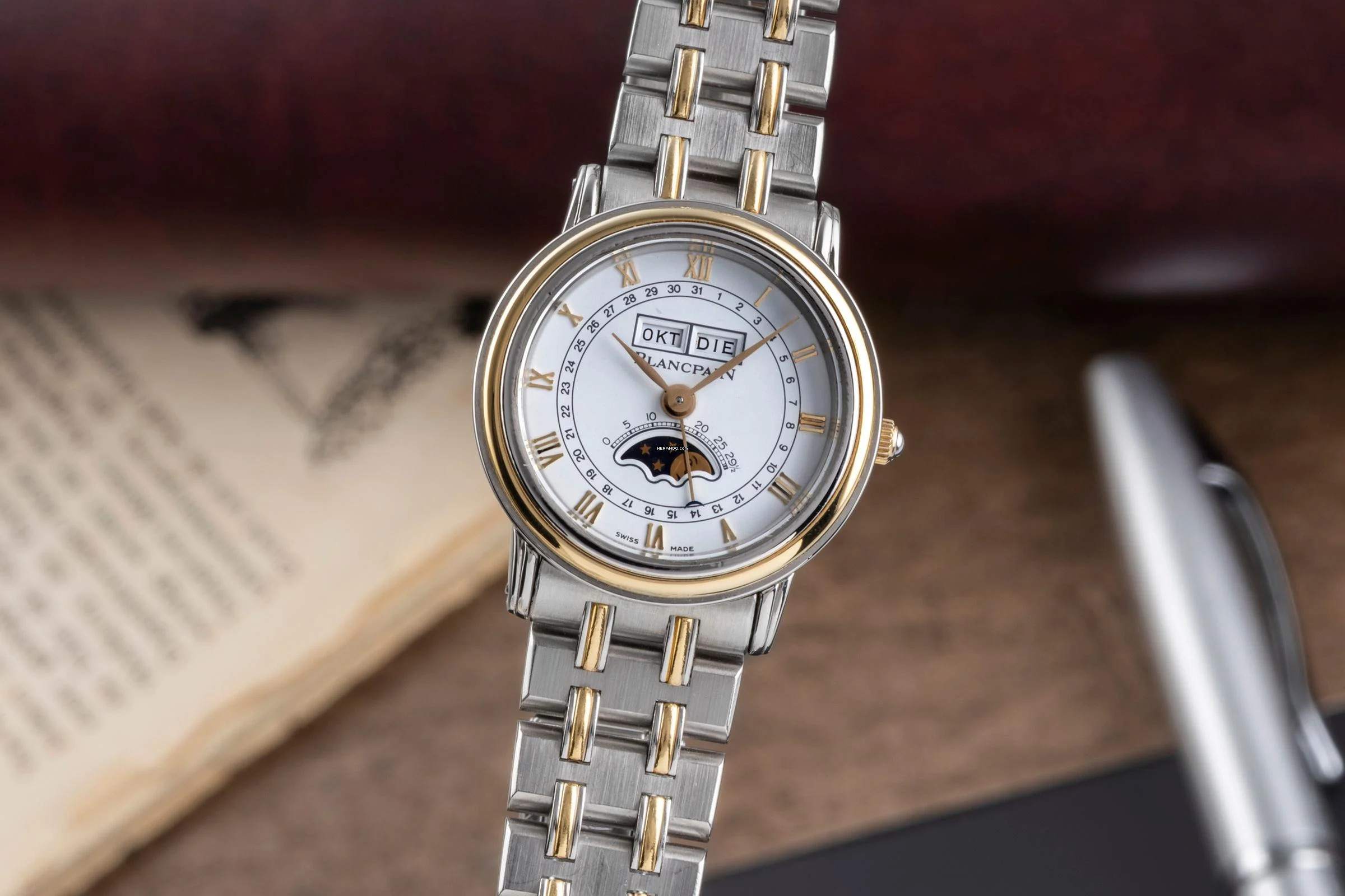 Blancpain Villeret Stahl / Gold Handaufzug Mondphase Damenuhr Ref. 6281