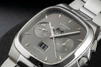 Thumbnail von Glashütte Original Seventies Chronograph Panoramadatum Stahl Automatik Herrenuhr Ref. 1-37-02-01-02-70