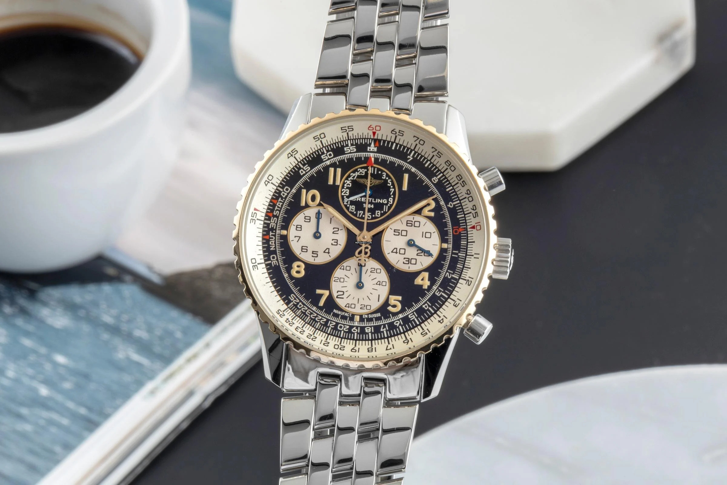 Breitling Navitimer Chronograph Stahl / Gold Automatik Herrenuhr Ref. D33030