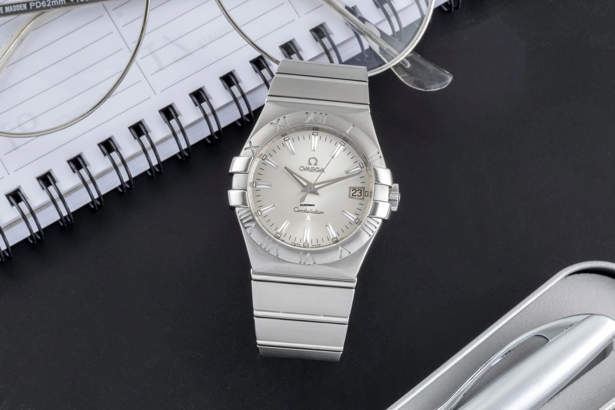 Omega Constellation Quartz Double Eagle Stahl Quarz Herrenuhr Ref. 123.10.35.60.02.001