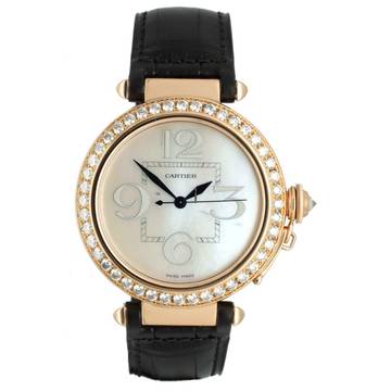  Cartier Pasha 18K Rose Gold MOP Dial Factory Diamonds 