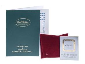 Thumbnail von Cartier Santos Galbée Date PM Kleines Modell Ref.2423 2002 Box&Beschreibung sehr gut Vintage