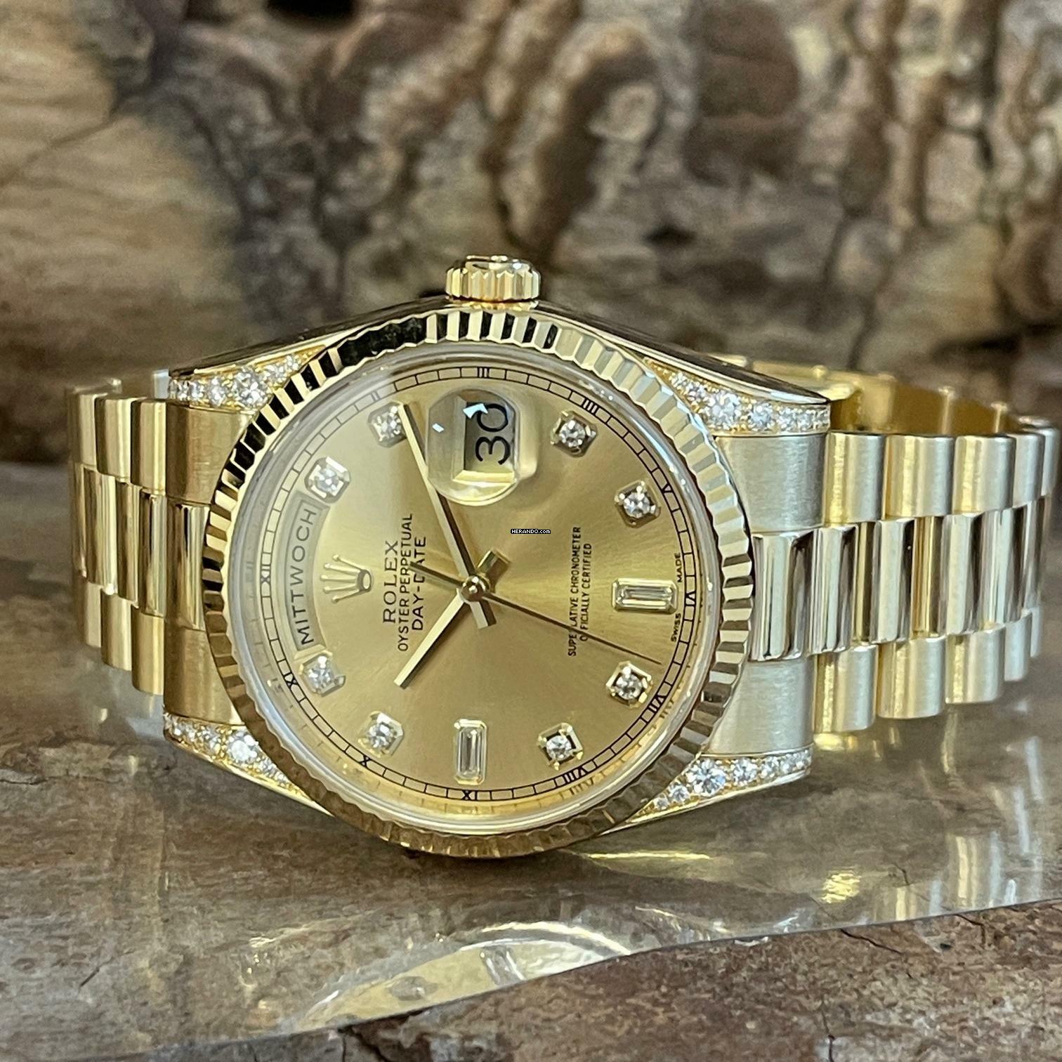 Rolex Day-Date 36 Day-Date 36mm - 750er Gelbgold - Diamant - FULLSET 2015 LC100 - Ref. 118338