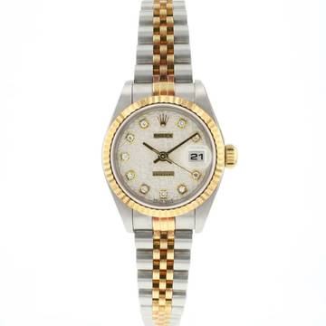  Rolex Lady-Datejust 26 Jubilee Fluted Steel Gold White Diamond Logo Dial 