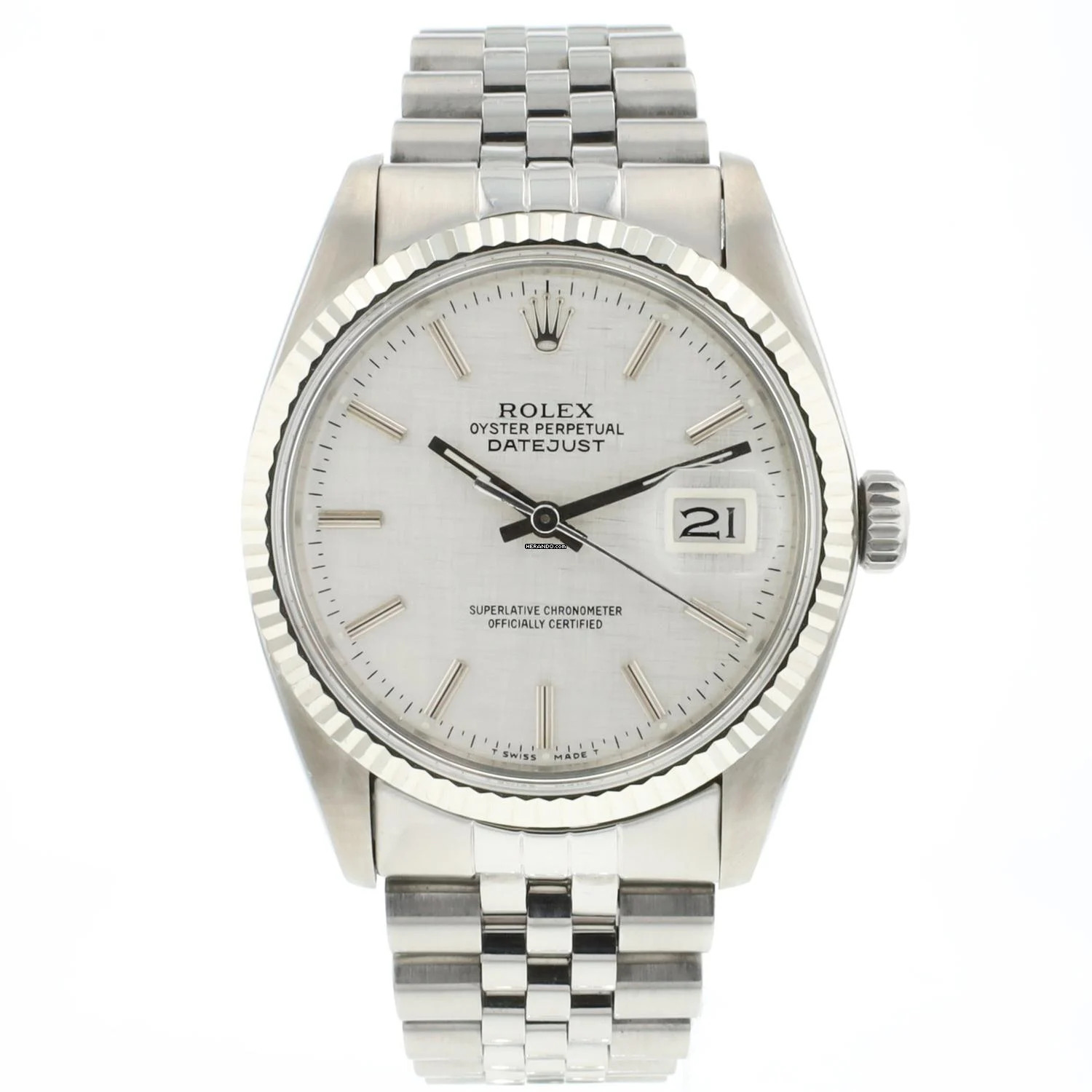 Rolex Datejust 36 Jubilee Fluted Silver Linen Dial
