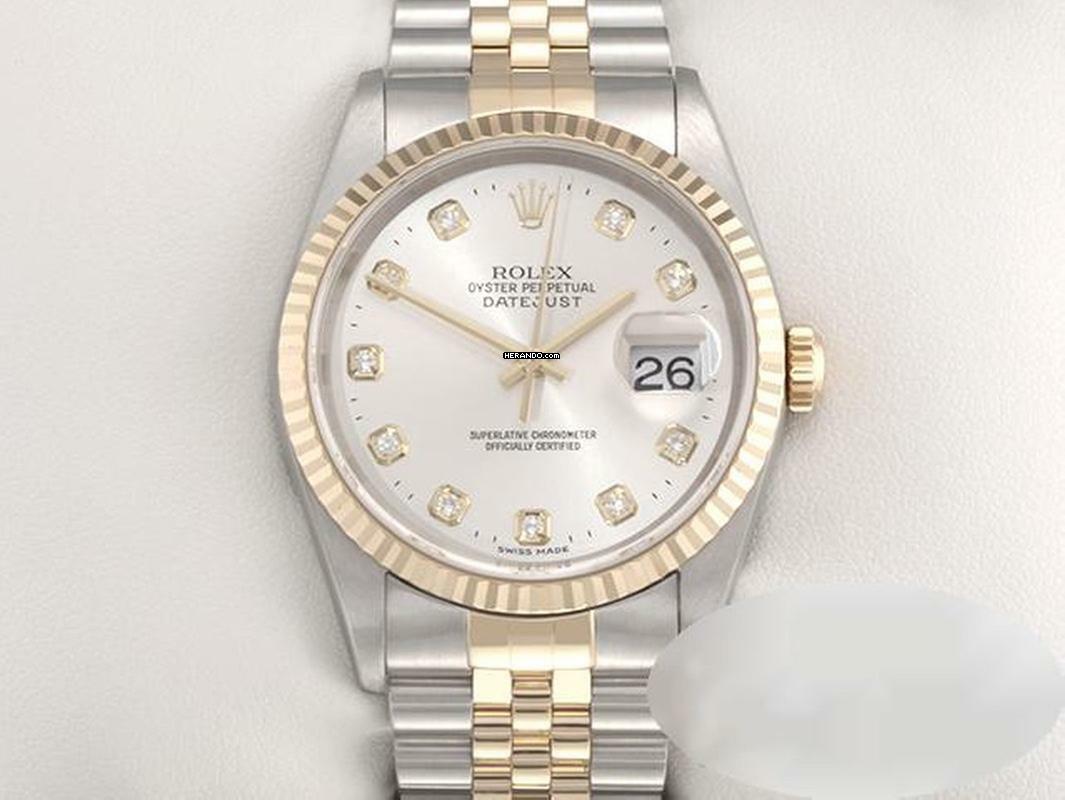 Rolex Datejust 36 36mm 16233 2001 Diamanten Stahl Gelbgold 750 Automatik Gold