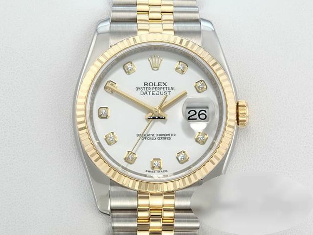 Rolex Datejust 36 Mm 116233 2013 Diamanten Stahl Gelbgold 750 Automatik