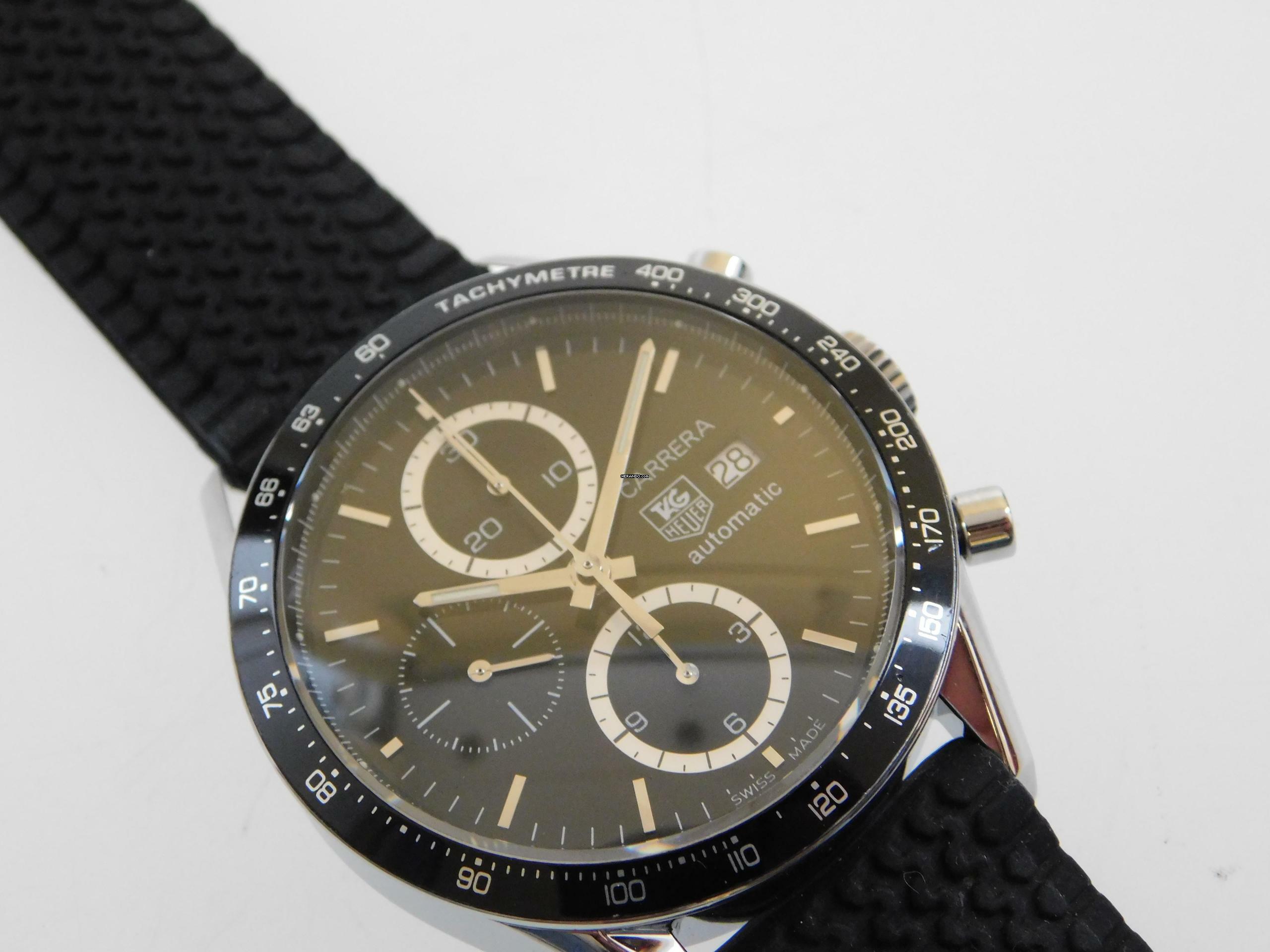 TAG Heuer Carrera Calibre 16 Chronograph mit Kautschukband und original Papieren im Top Zustand aus 2005