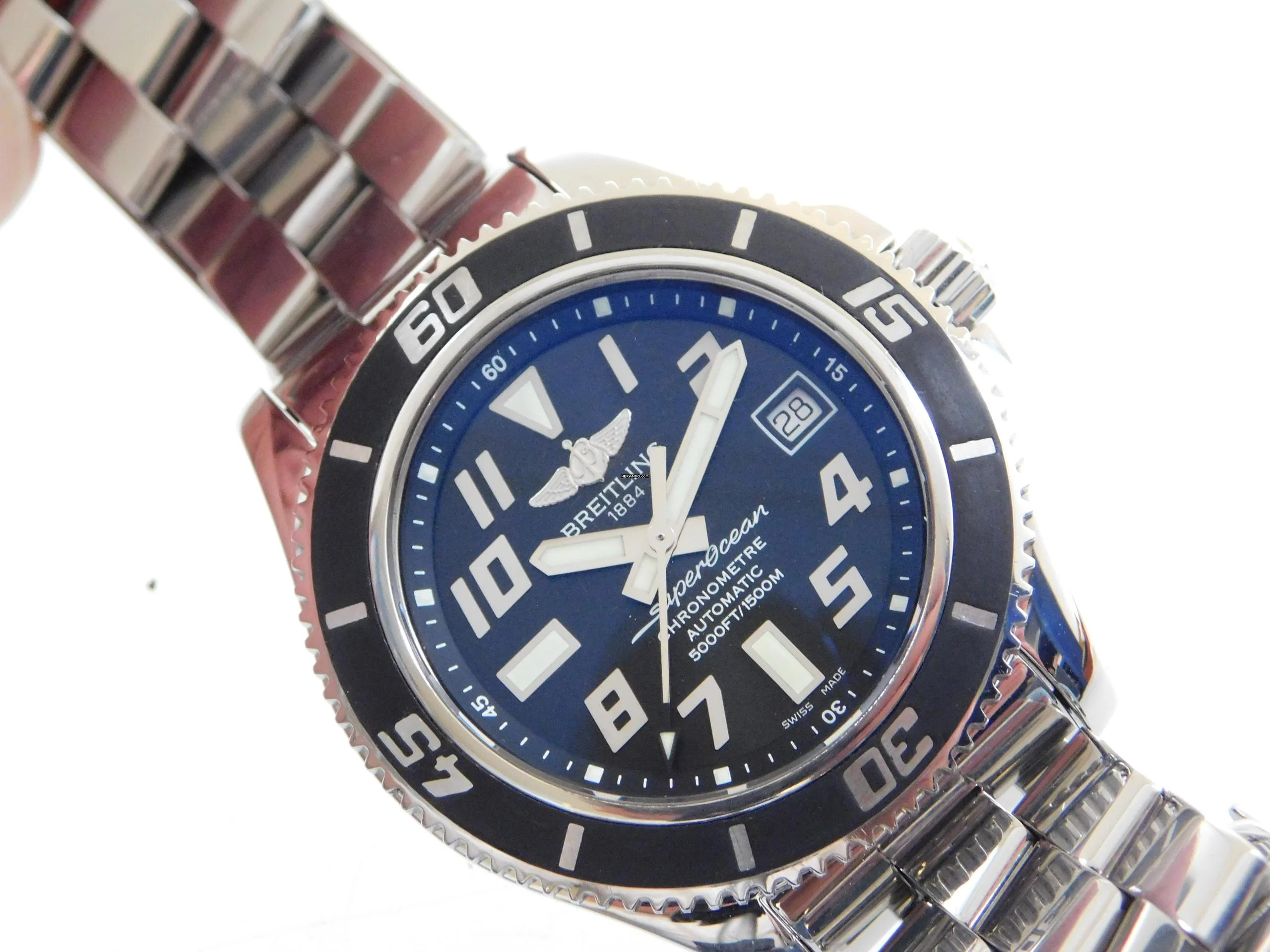 Breitling Superocean 42 black 1500m im Top Zustand mit Stahlband und Box schwarzes Zifferblatt und Stahlband