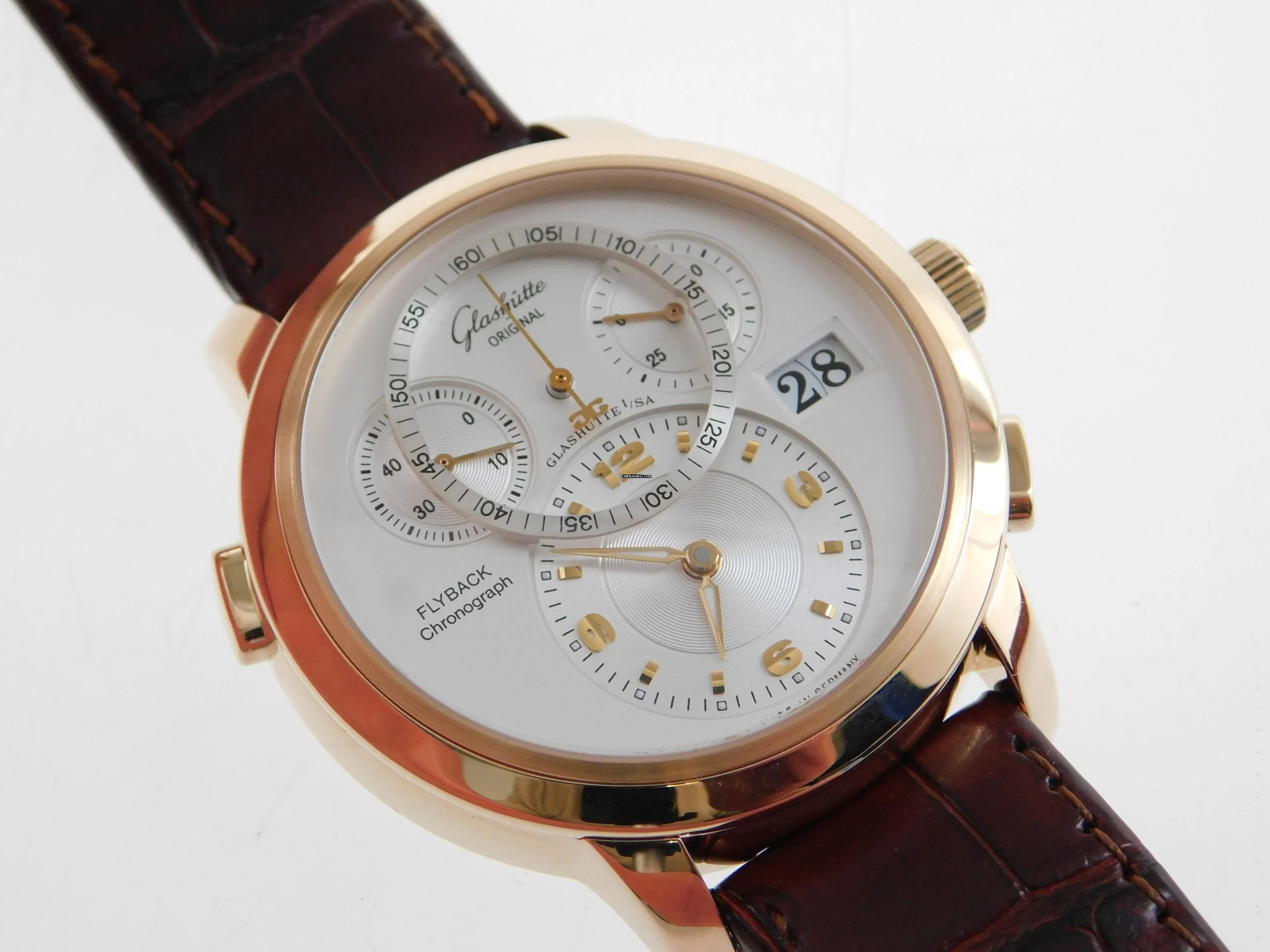 Glashütte Original PanoMaticChrono Flyback Chronograph 18 Karat Rosegold wie Neu 42,5 mm