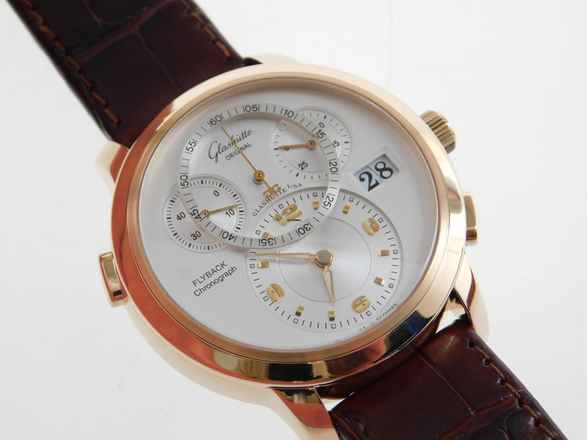  Glashütte Original PanoMaticChrono Flyback Chronograph 18 Karat Rosegold wie Neu 42,5 mm 