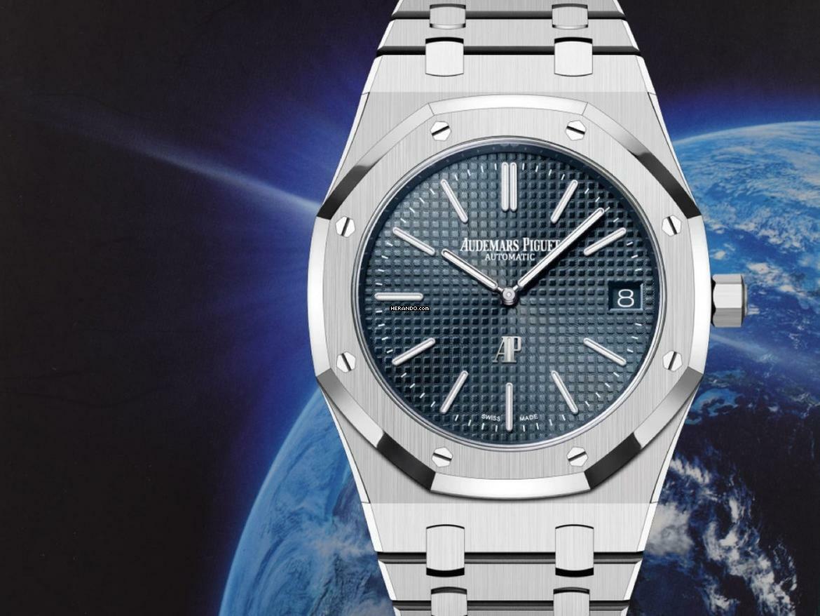 Audemars Piguet Royal Oak Jumbo 16202st Jumbo Blue Dial New Full Set.