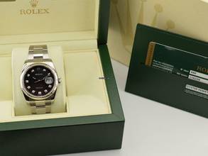 Thumbnail von Rolex Datejust 36 116234 Black Dial With Big Diamonds - Full Set 36mm