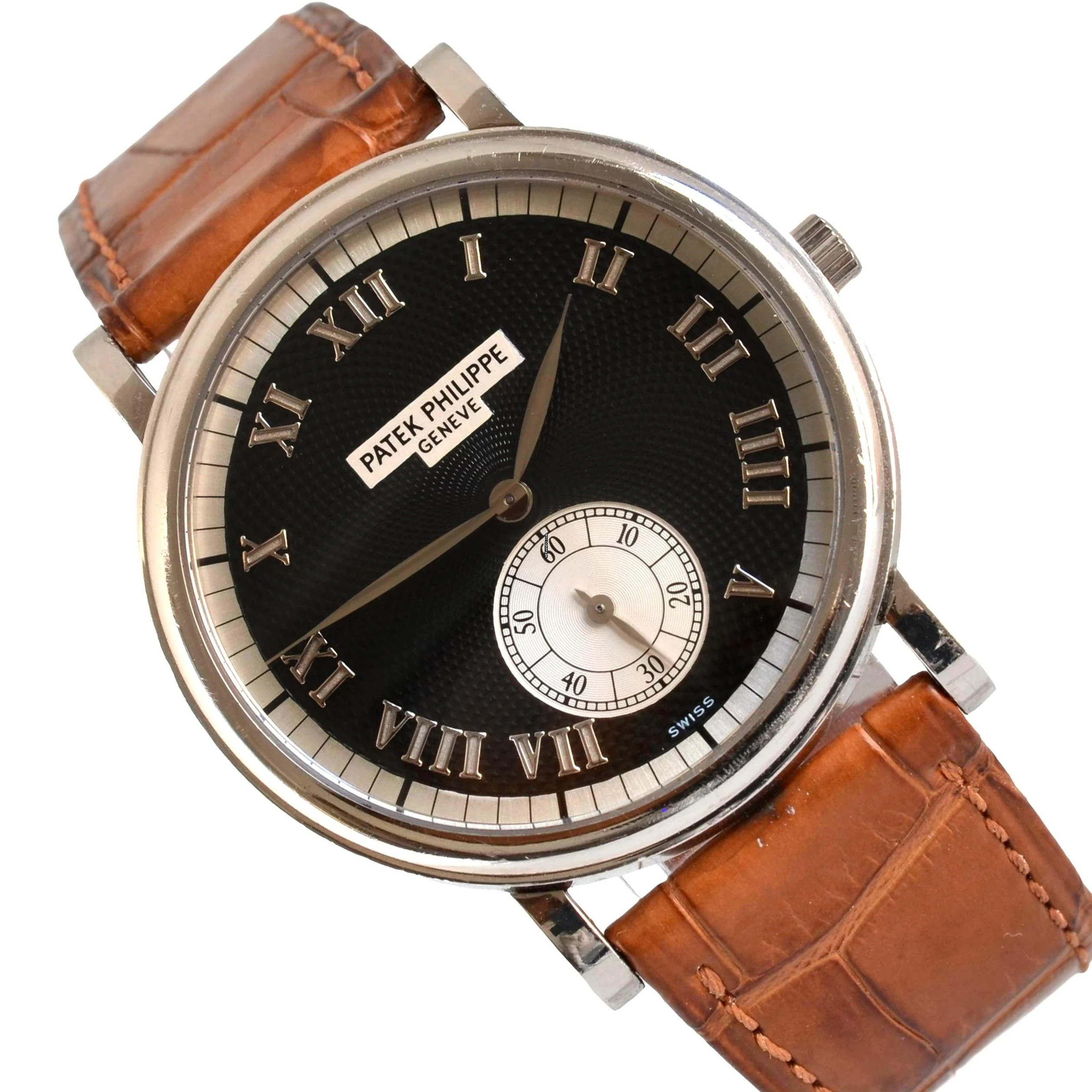 Patek Philippe Calatrava 5022G Small second black guilloche dial white gold 18KT Full Set