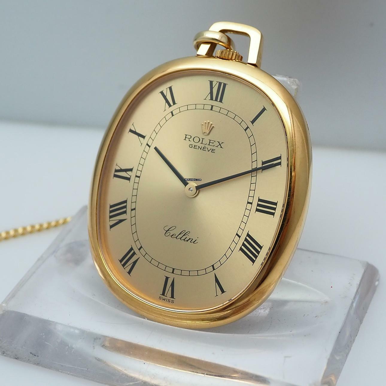 Rolex Cellini Taschenuhr Pocket watch 3729 Gold 18k/750 mit Kette 14K/585