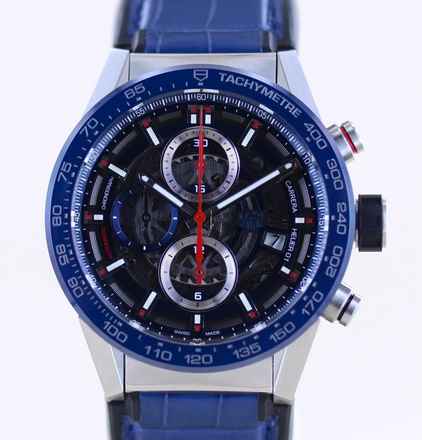  TAG Heuer Carrera Calibre HEUER 01 Date Chronograph Heuer 01 Blue Ceramic Steel 43mm Skeleton B+P 