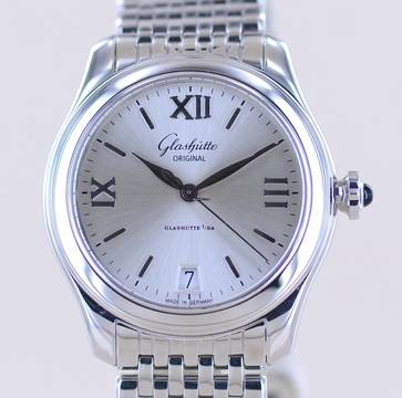  Glashütte Original Lady Serenade Edelstahl silver Dial Automatic Stahlband rar B+P 