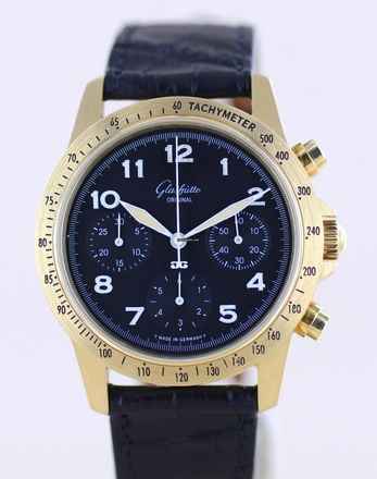  Glashütte Original Senator Navigator Chronograph 18K Gold 10-60 Automatik Klassiker Black Dial 