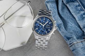 Thumbnail von Sinn 358 SA Flieger Chronograph Blue Dial Stahl Automatik Ref. 358.064 B&P 2023