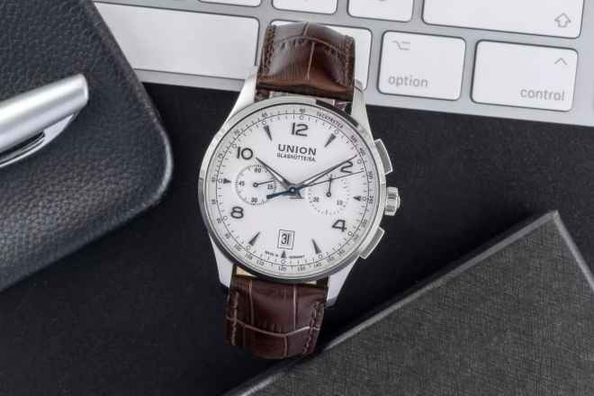  Union Glashütte Noramis Chronograph Stahl Automatik Ref. D008.427.16.017.00 B&P 