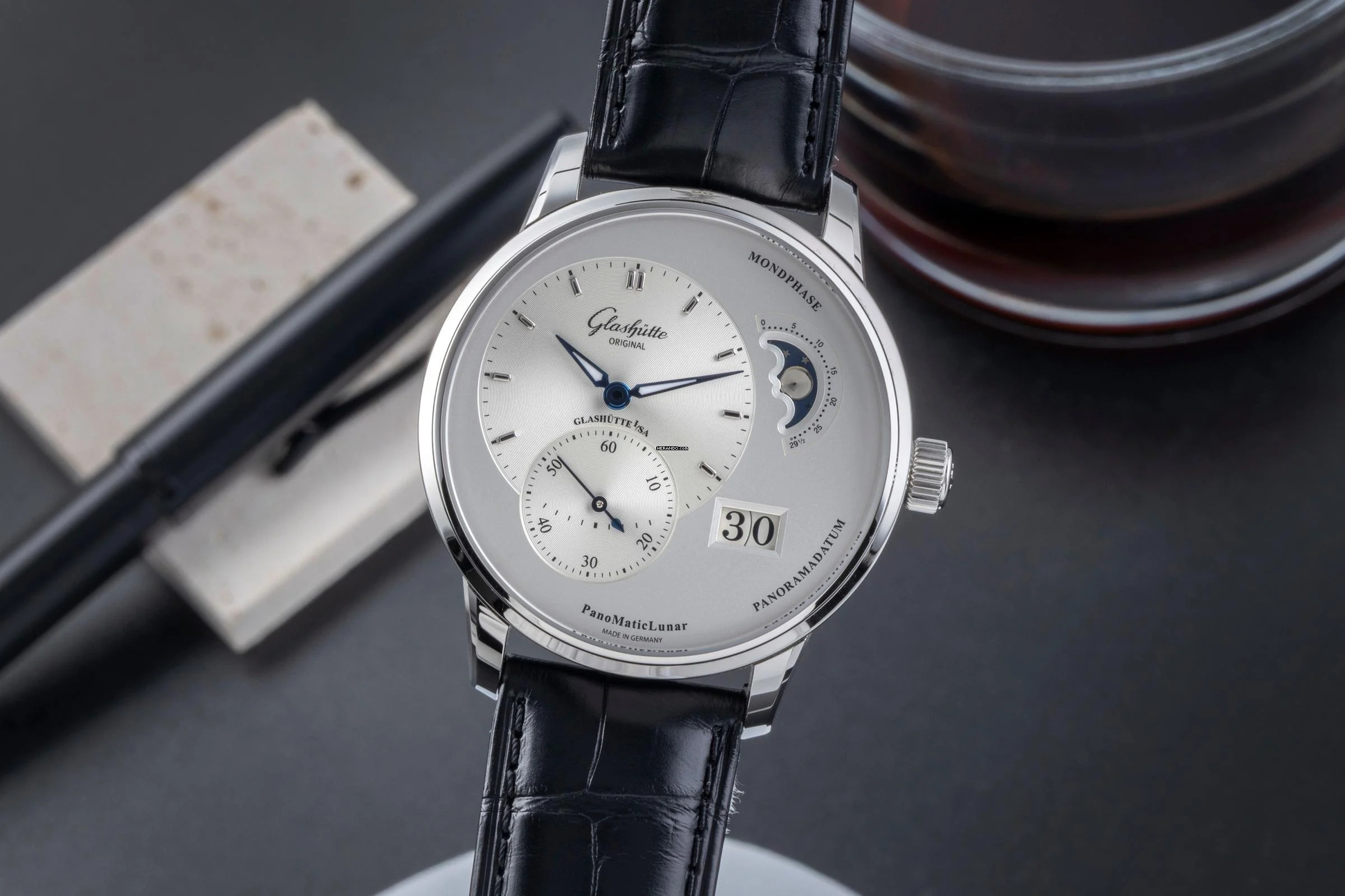 Glashütte Original PanoMaticLunar Stahl Automatik Herrenuhr Ref 1-90-02-42-32-01 B&P 2025