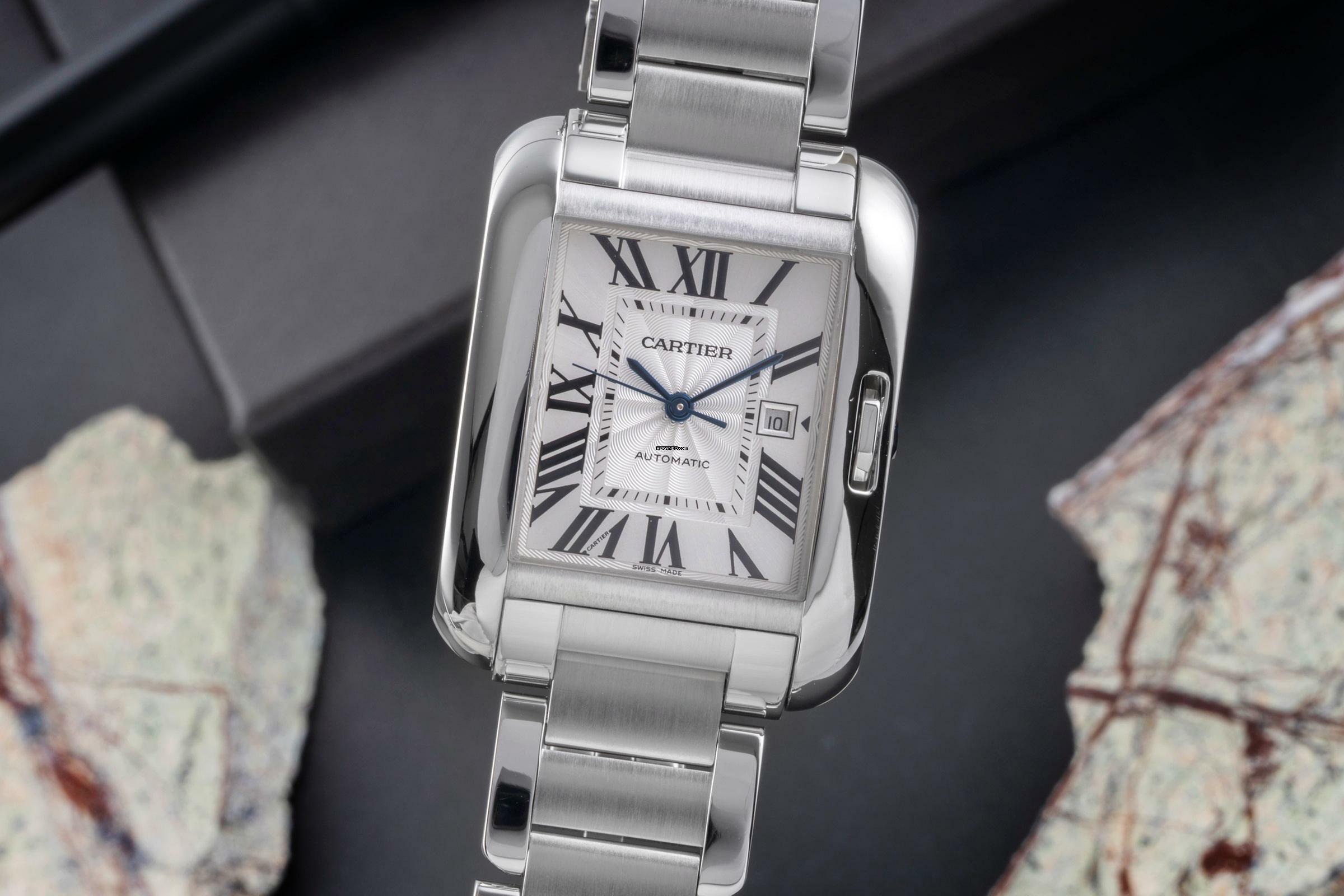 Cartier Tank Anglaise Silver Dial Stahl Automatik Herrenuhr Ref. W5310009