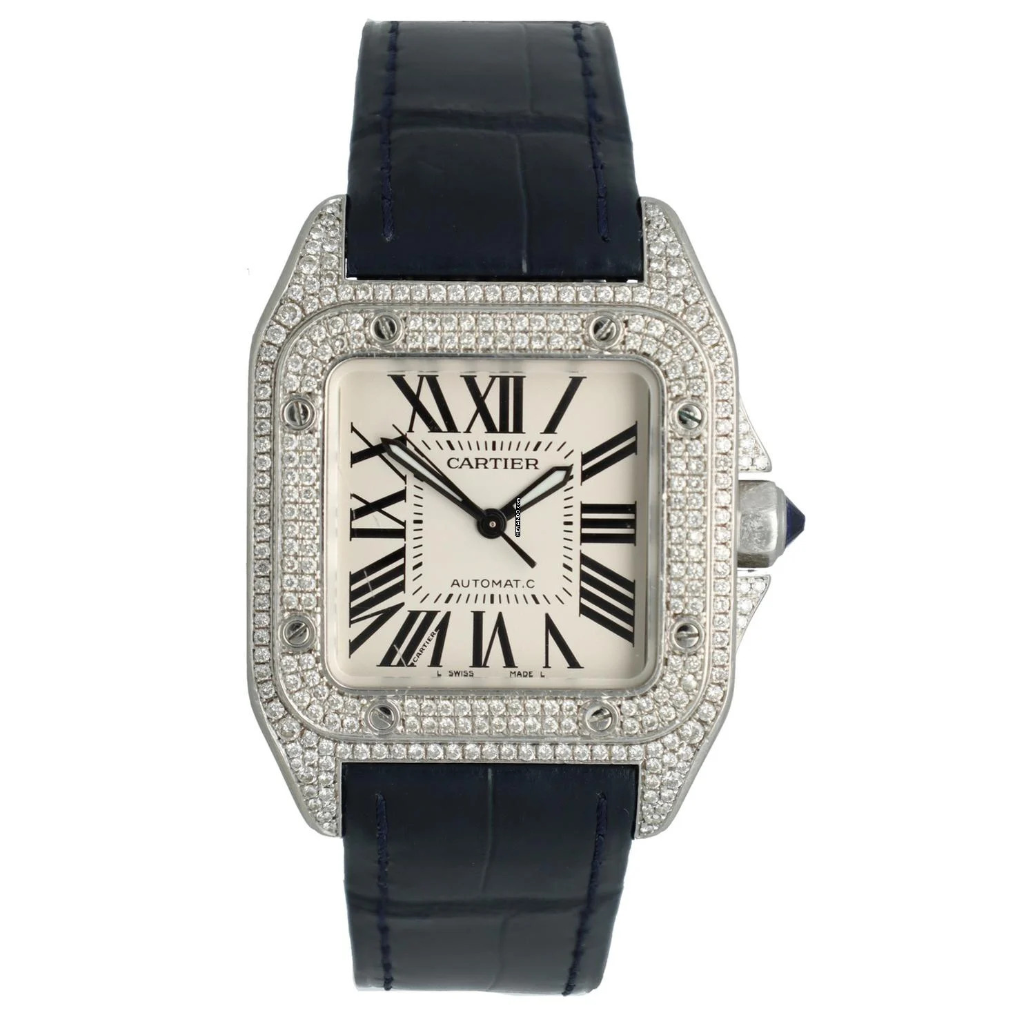Cartier Santos 100 Ref. 2878 Midsize Full set with diamonds