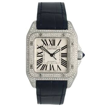  Cartier Santos 100 Ref. 2878 Midsize Full set with diamonds 