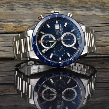  TAG Heuer Carrera Calibre 16 Chronograph Blue Ceramic unpoliert Box & Papiere 2020 