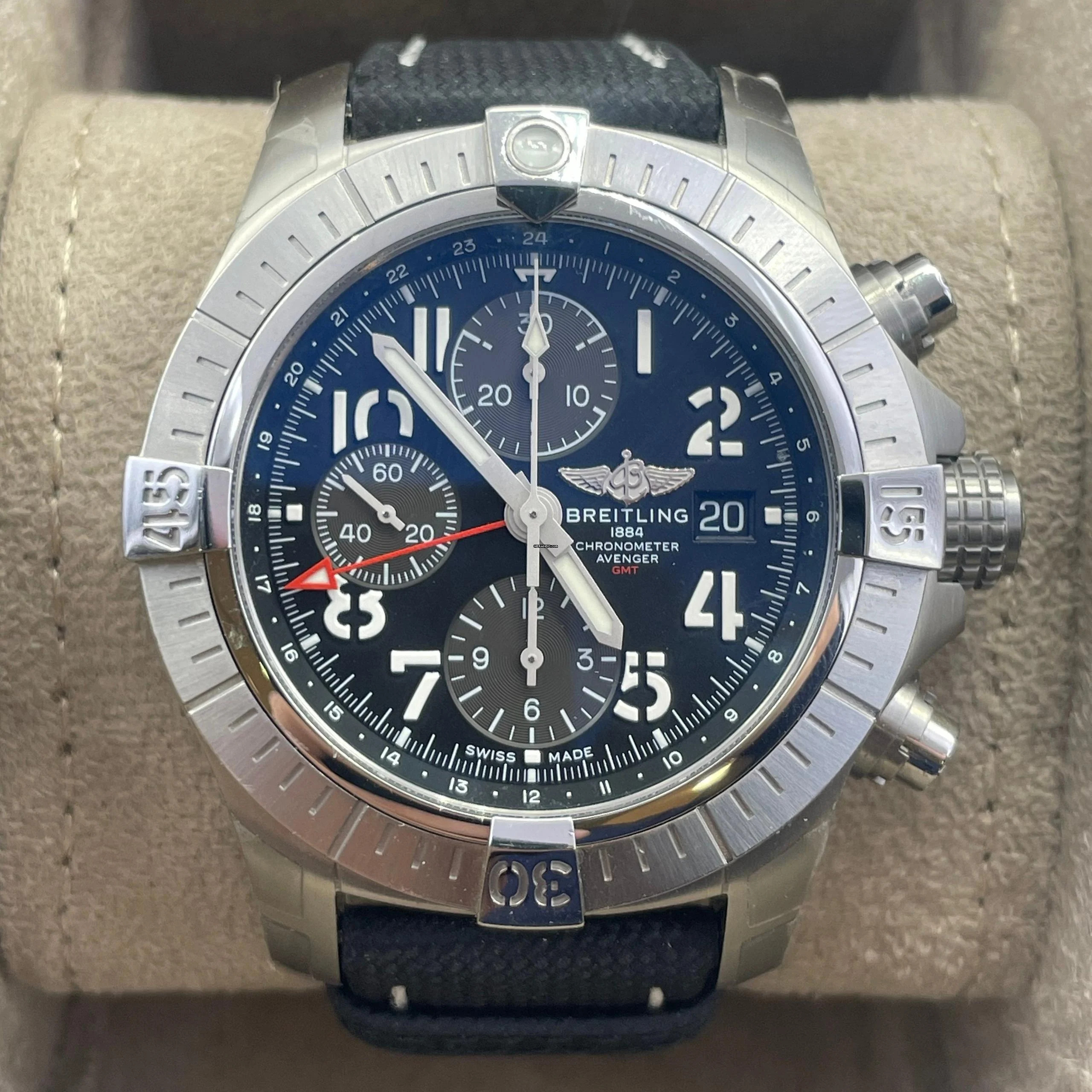 Breitling Avenger Chronograph Gmt 45 FULL SET WITH BOX AND PAPERS NEW Stickers year:2024