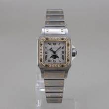 Thumbnail von Cartier Santos Galbée Mondphase Stahl/Gold Brillantlünette ca. 24 x 35 mm