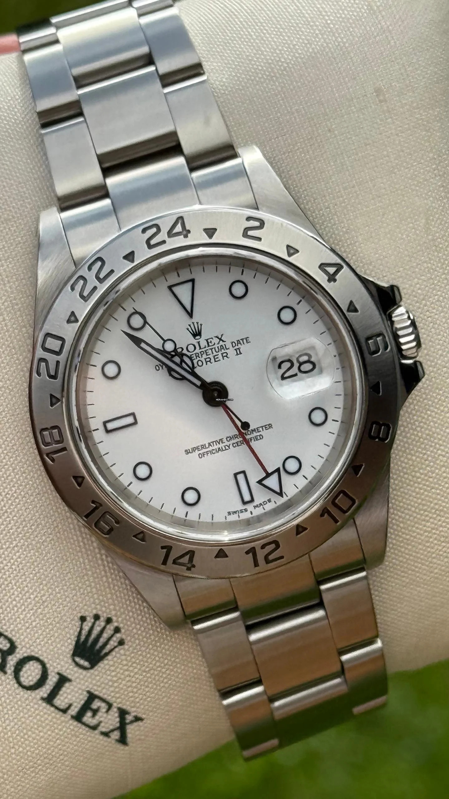 Rolex Explorer II Polar Solid end links Superluminova