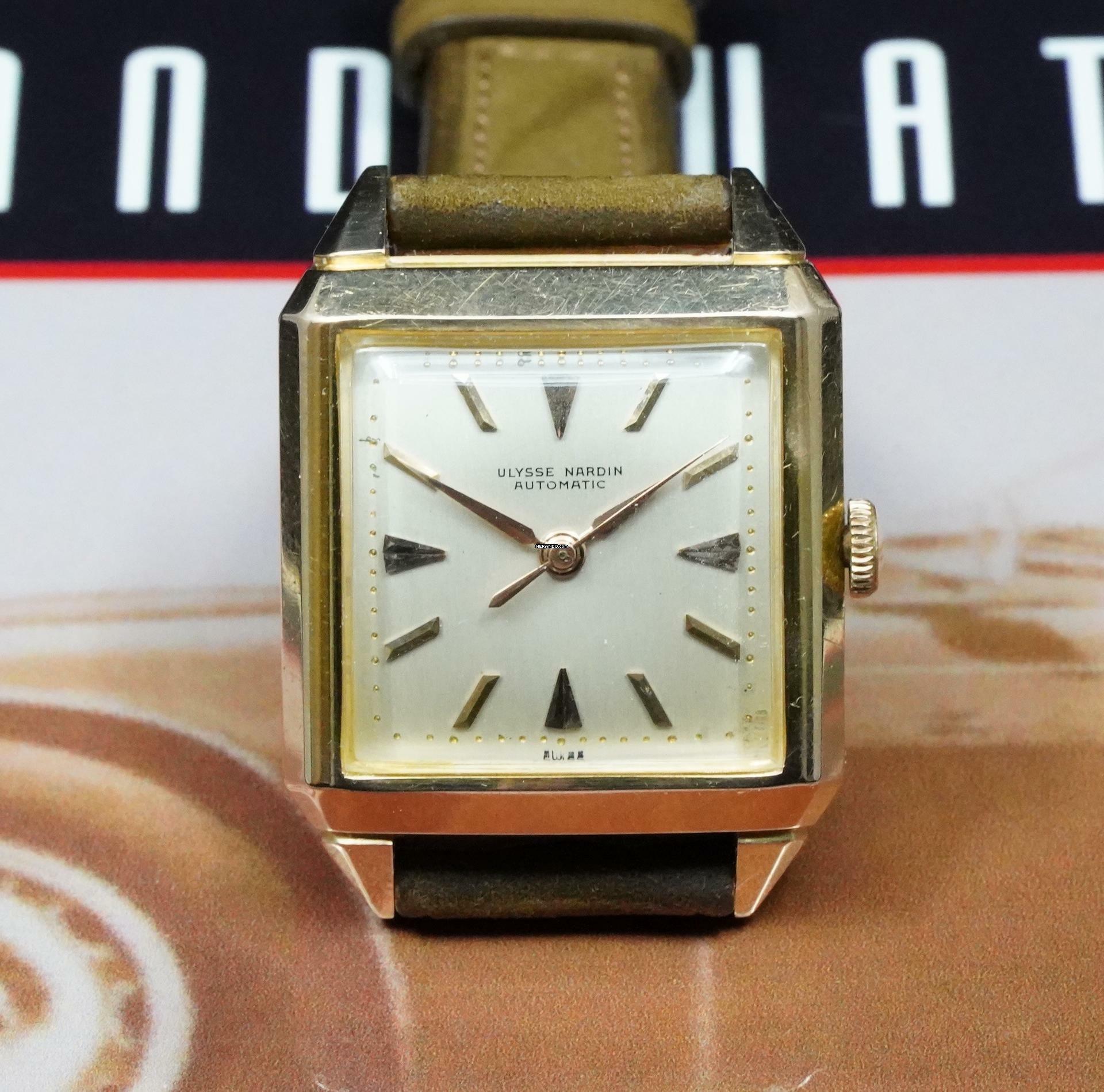 Ulysse Nardin STYLISH 1950'S TANK CIOCCOLATONE IN 18K PINK GOLD RARE VINTAGE UNPOLISHED