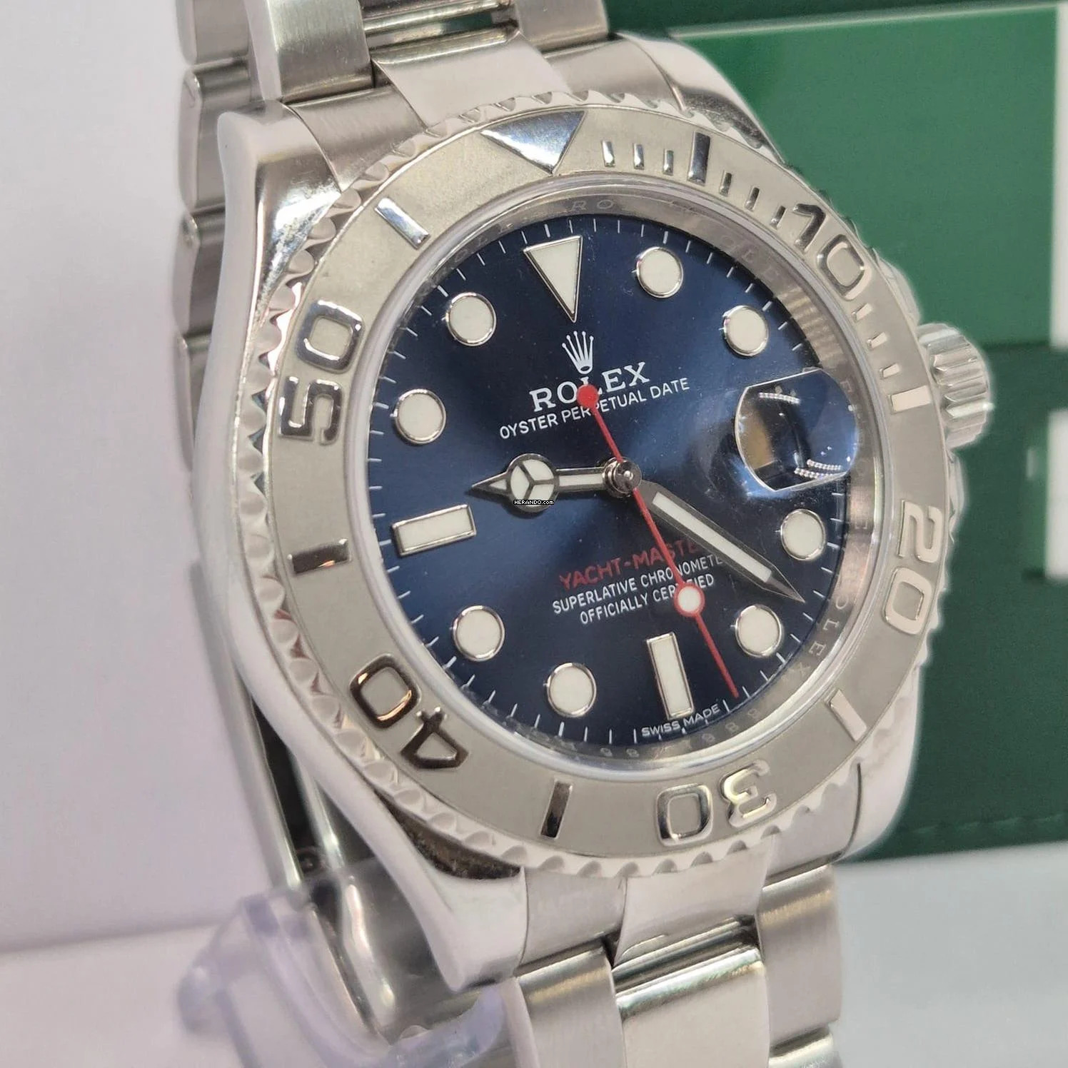 Rolex Yacht-Master 40 40mm Platina & Aço Blue Dial Automático Completo