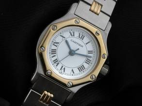 Thumbnail von Cartier Santos Octagon PM kleines Modell Ref.187903 1985 Full Set sehr gut Vintage