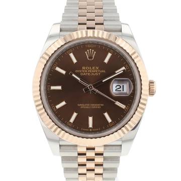  Rolex Datejust 41 Jubilee Fluted Steel Everose Choco Dial 