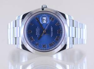 Thumbnail von Rolex Datejust II Stahl Oyster blue roman Dial 41mm blau 116300 Top B+P