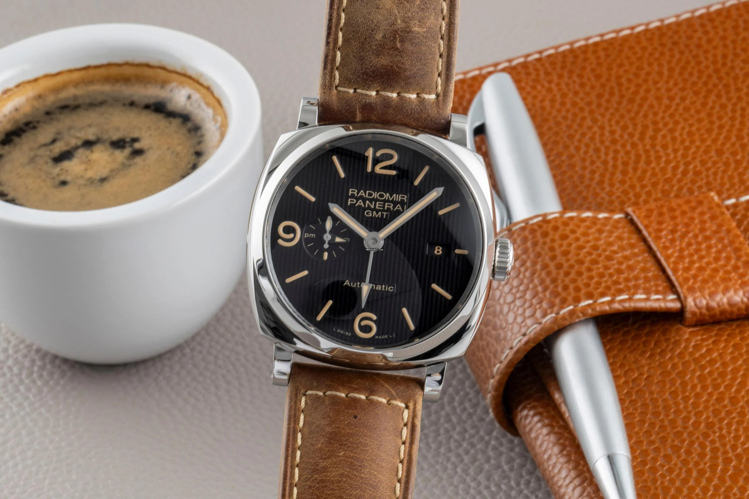 Panerai Radiomir 1940 3 Days Automatic GMT Stahl Automatik Ref. PAM00657 Papiere 2017