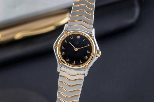  Ebel Sport Classique Lady Black Dial Stahl / Gold Damenuhr Ref. 1057901 
