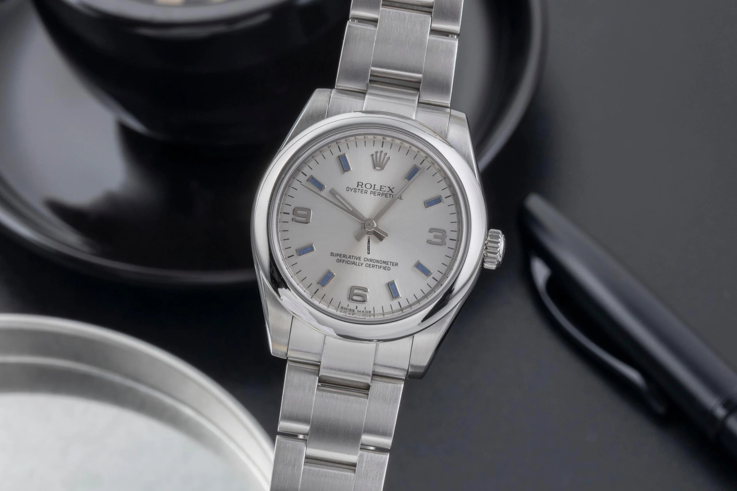 Rolex Oyster Perpetual 31 Silver Dial Automatik Edelstahl Damenuhr Ref. 177200