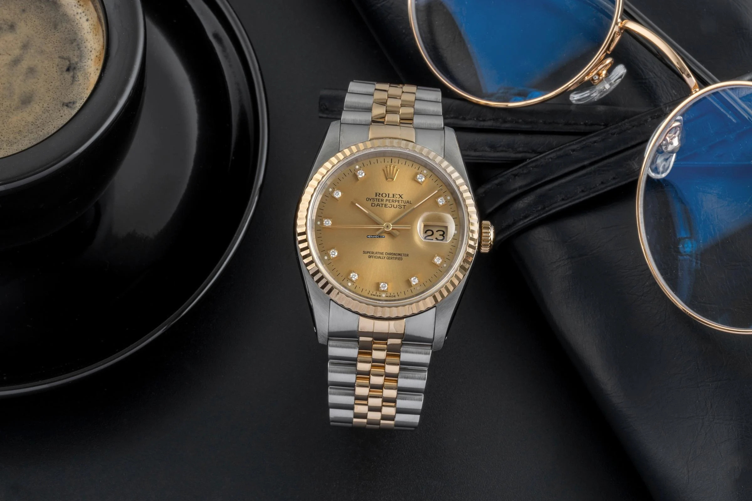 Rolex Datejust 36 Stahl / Gold Diamond Dial Automatik Herrenuhr Ref. 16233