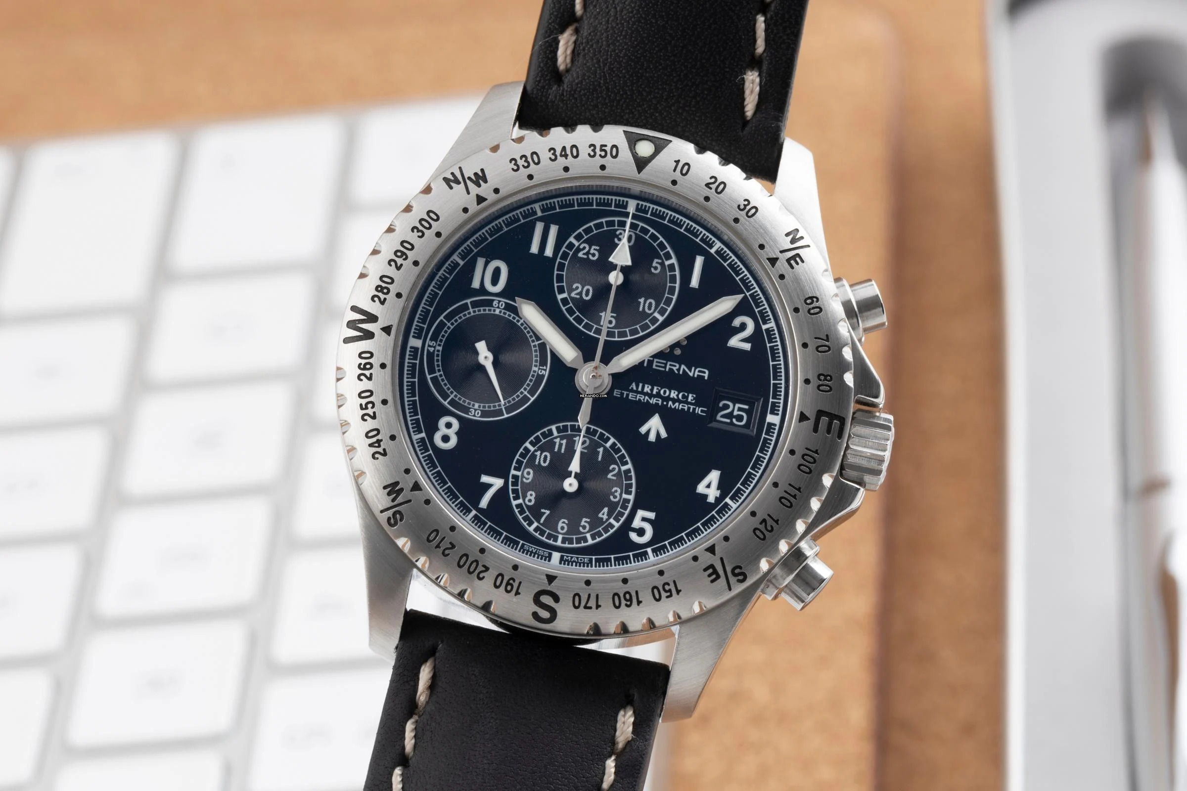 Eterna Matic Airforce Chronograph Edelstahl Automatik Herrenuhr Ref. 8418.41