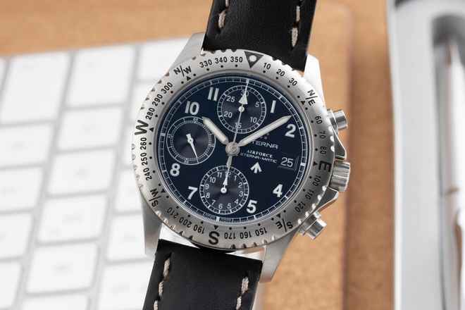  Eterna Matic Airforce Chronograph Edelstahl Automatik Herrenuhr Ref. 8418.41 