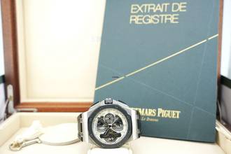 Thumbnail von Audemars Piguet Royal Oak Offshore Tourbillon Chronograph Titanium - LIMITED TO 15 Pc. - With Box And Papers 26387.IO.OO.D002CA.01