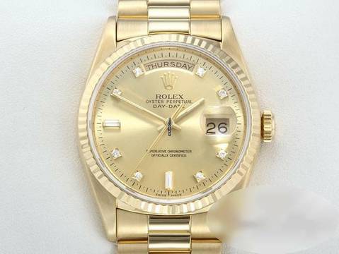  Rolex Day-Date 36 36mm 18238 1997 Gelbgold 750 Diamanten Automatik Gold 