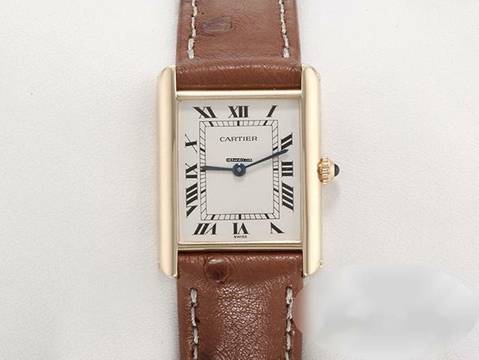  Cartier Tank Louis Cartier Gelbgold 750 Lederband W1512853 18kt Yellow Gold Damen 