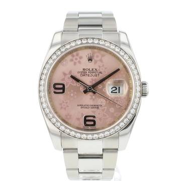  Rolex Datejust 36 Diamond Bezel Pink Flower Dial 