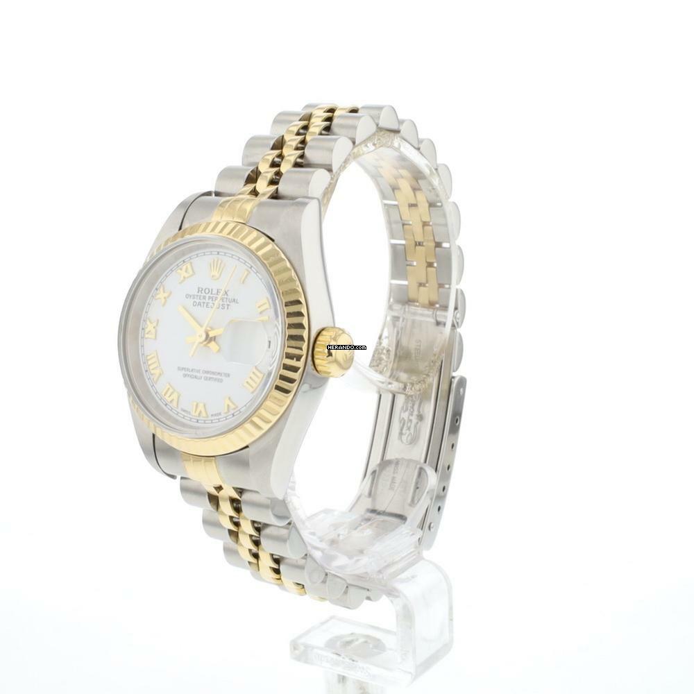 Rolex Lady-Datejust 26 Steel Gold Jubilee White Roman Dial