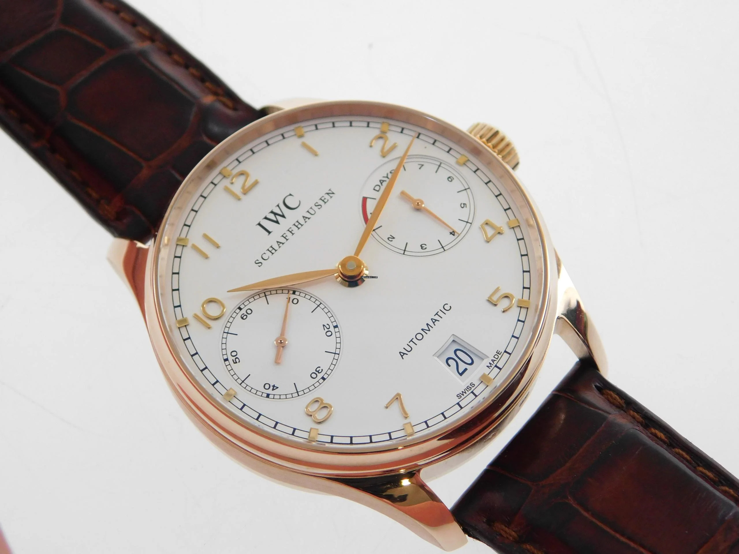 IWC Portugieser Automatik Portuguese 18 Karat Rosegold 42mm mit großer Faltschließe im Neu Zustand 7 Tages Werk Kaliber C 51010 mit Glasboden wie Neu 42 mm
